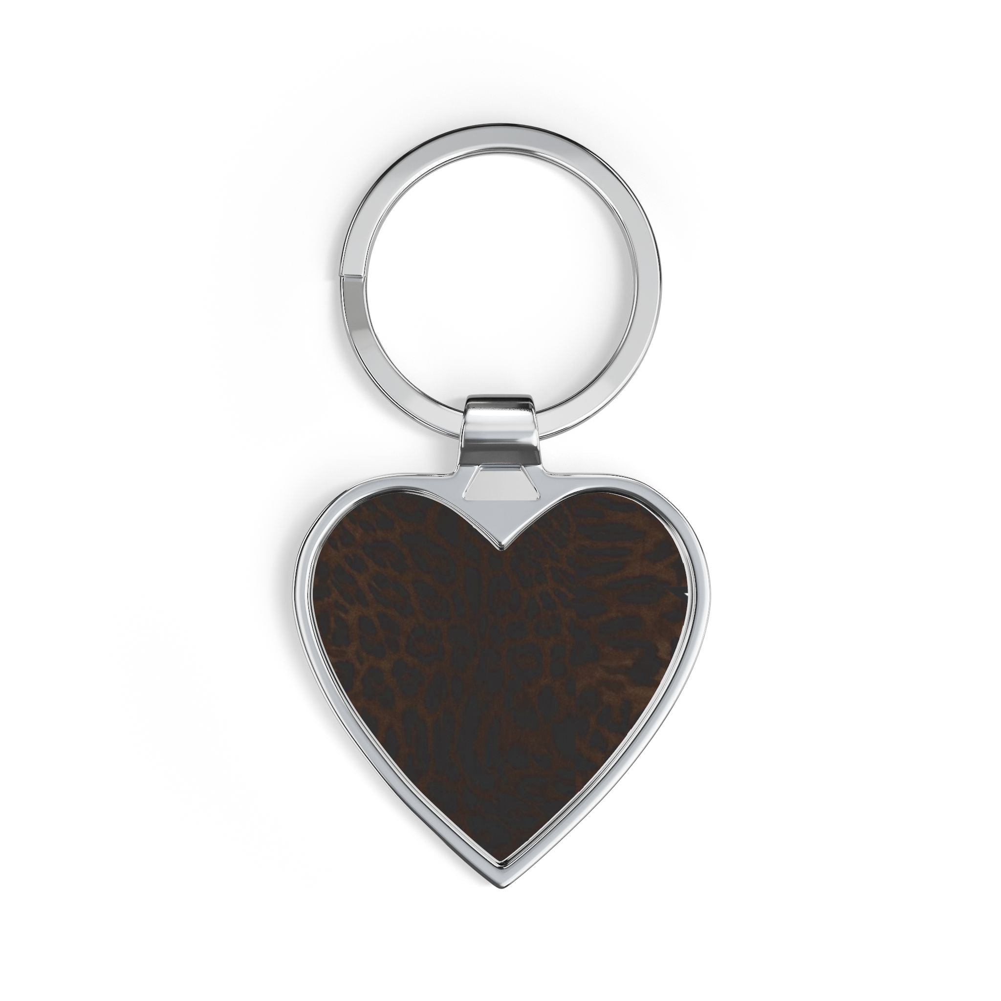 Brown Leopard Print Heart Keychain